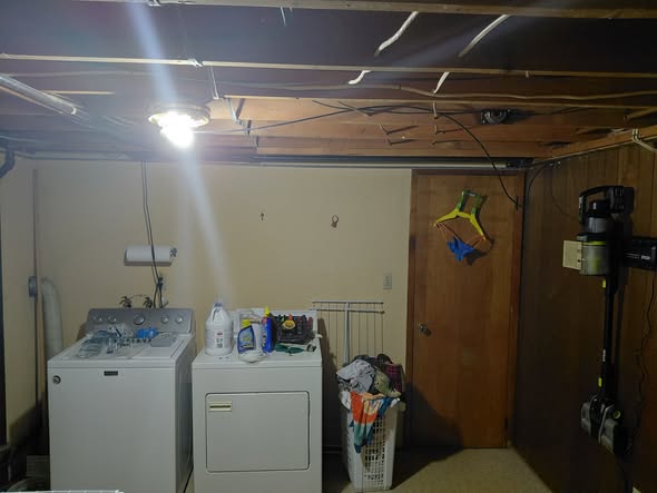 Utility room lighting before the upgrade